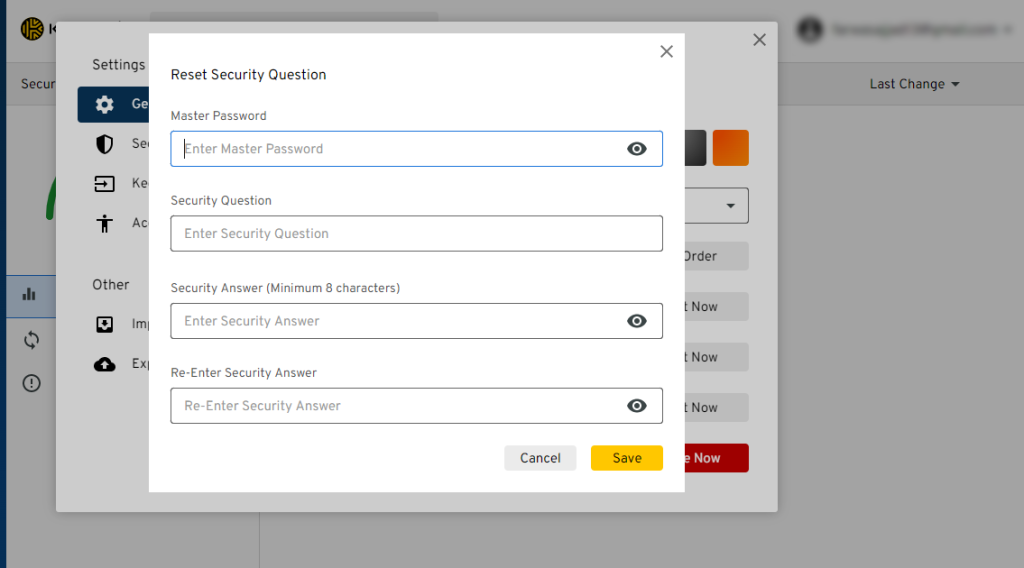 Keeper Password Manager Settings