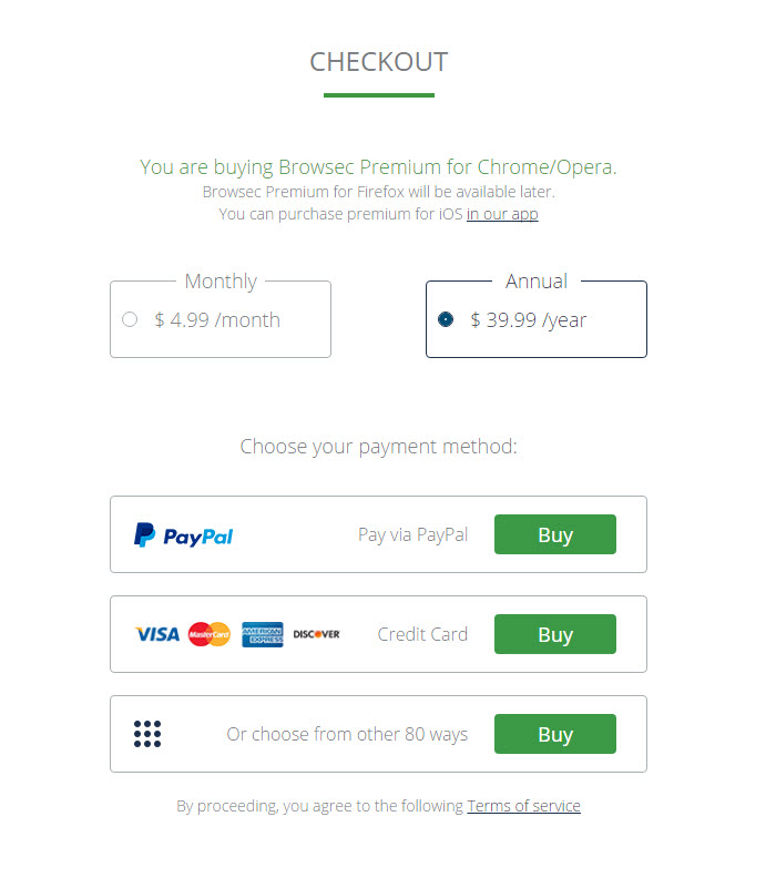Pricing Plans and Payment methods