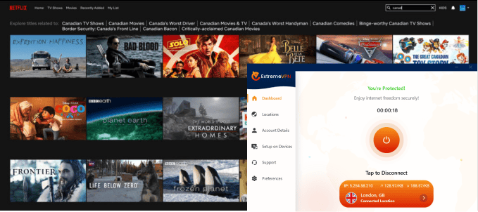 unblocking Netflix UK using ExtremeVPN