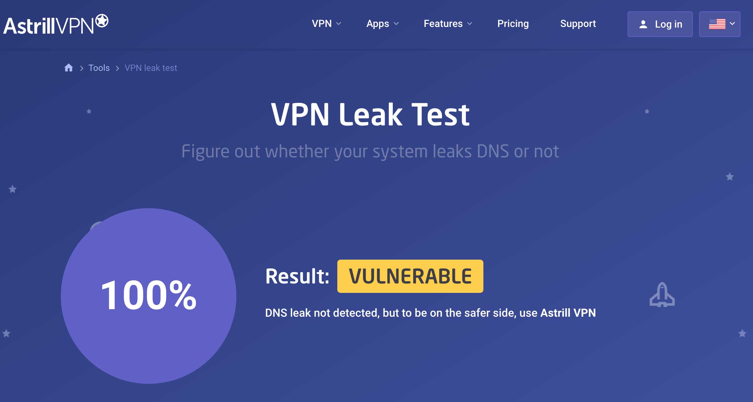 Astrill VPN leak test