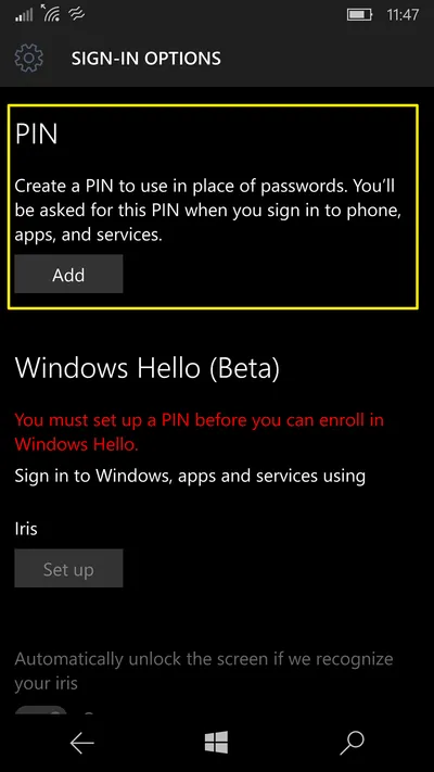 encrypt windows phone