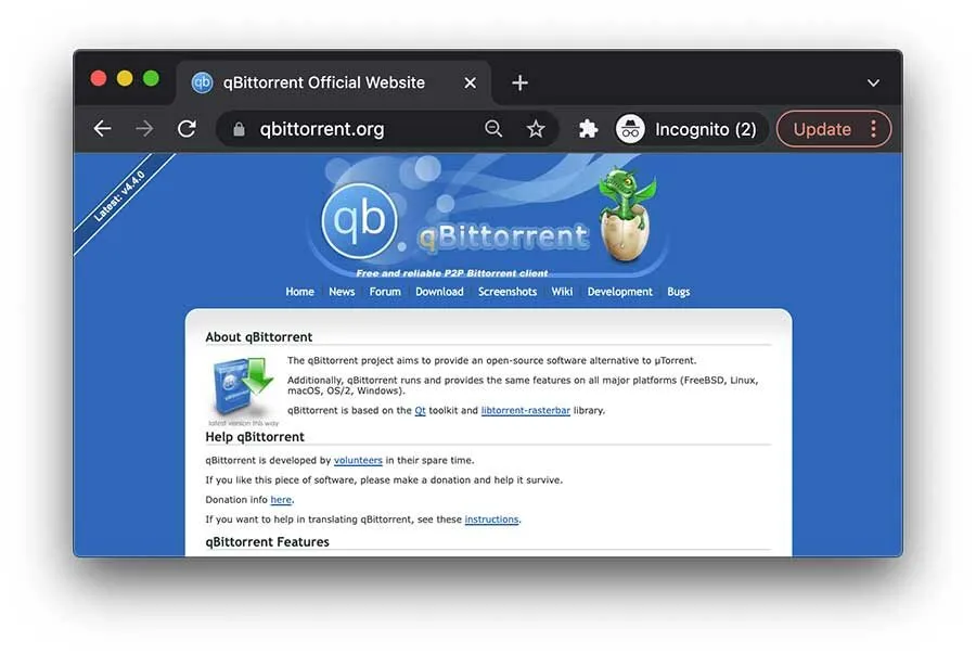 4. qBittorrent – Is great for privacy