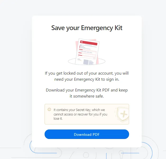 1Password Emergency kit