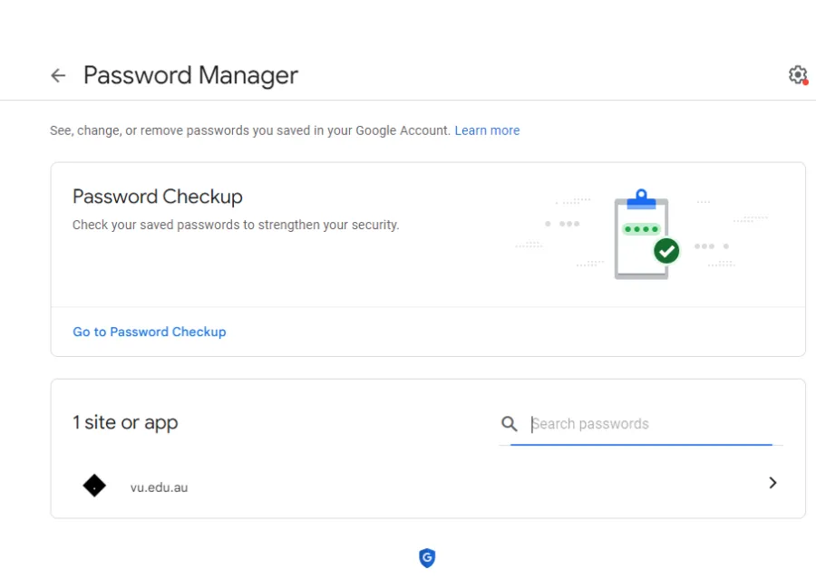 Chrome Password Manager Interface