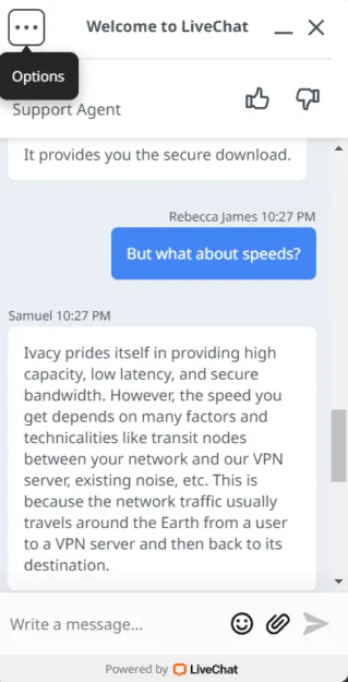 chat with the customer support of Ivacy VPN