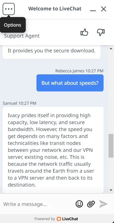 chat with the customer support of Ivacy VPN