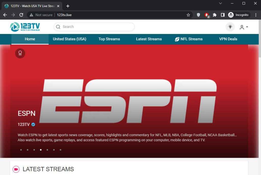 123 TV-the best NFL streaming sites