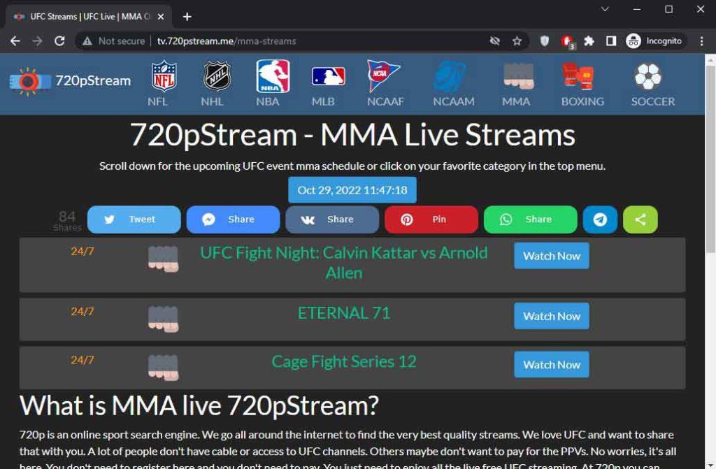 720pStream-MMA Live Steams