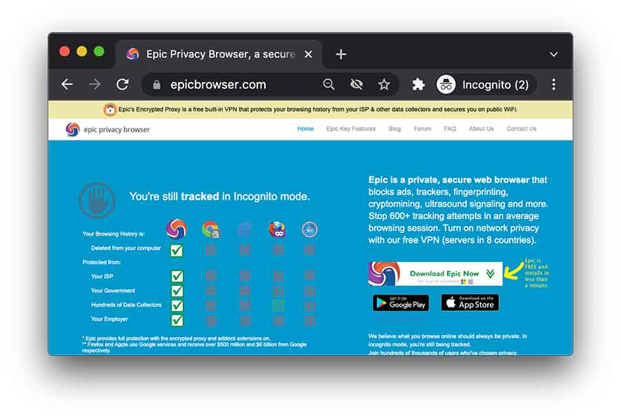 3. Epic Privacy Browser