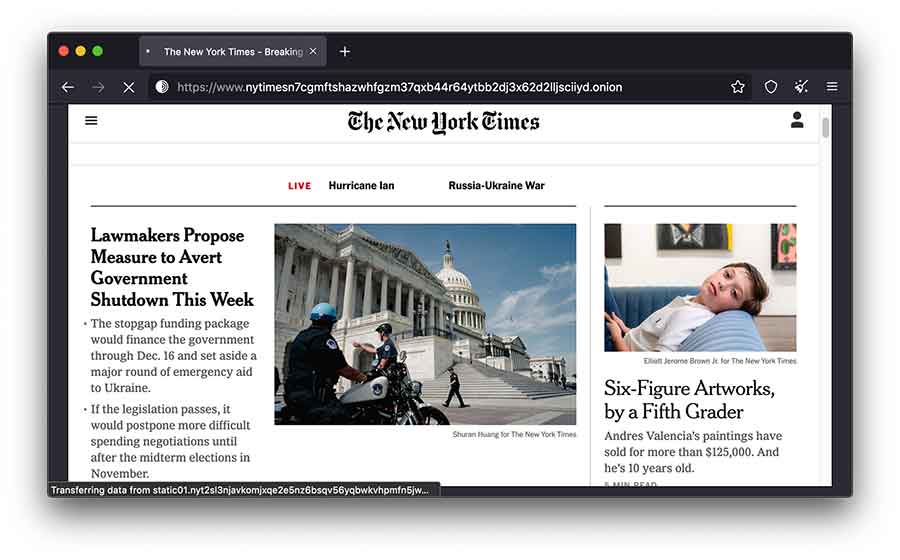 The New York Times on dark web
